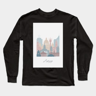 Leipzig, Germany, map skyline - 03 style Long Sleeve T-Shirt